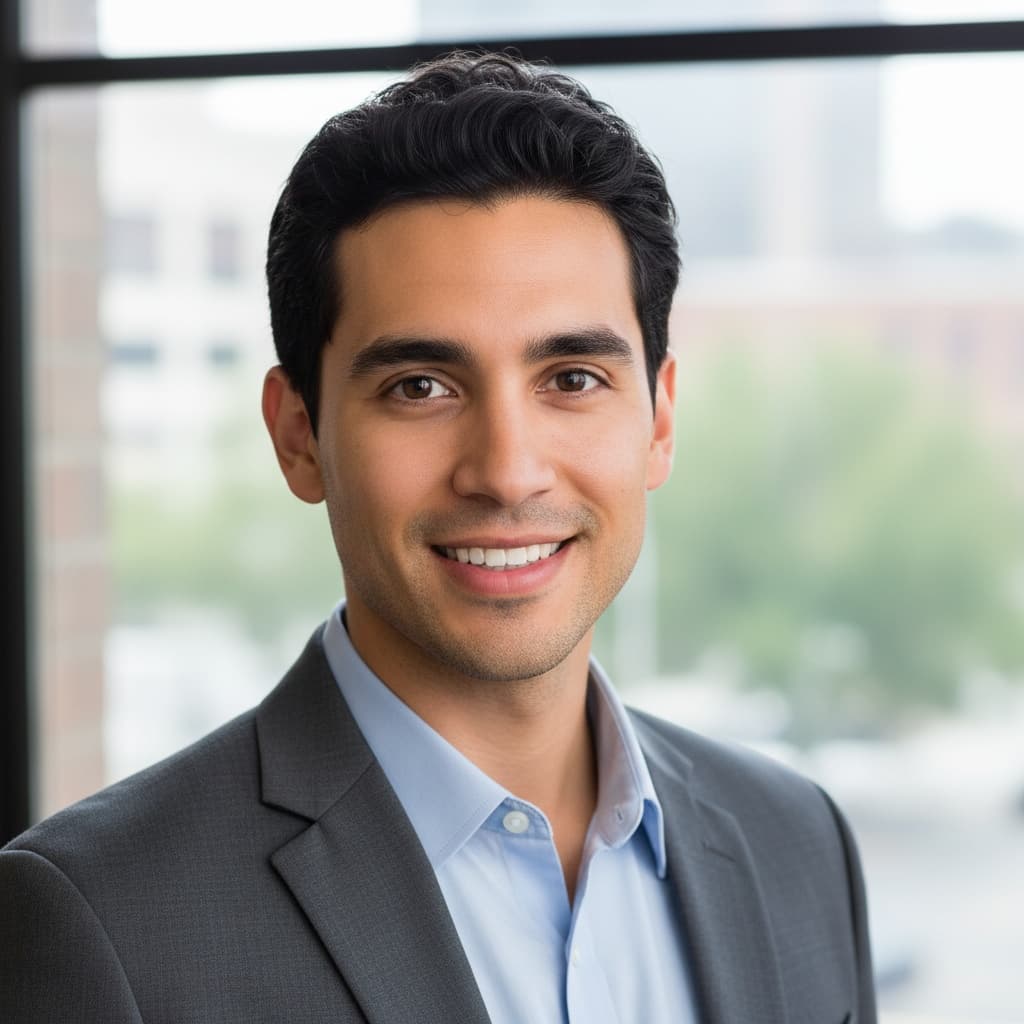 slim latino man window natural light headshot 35756531