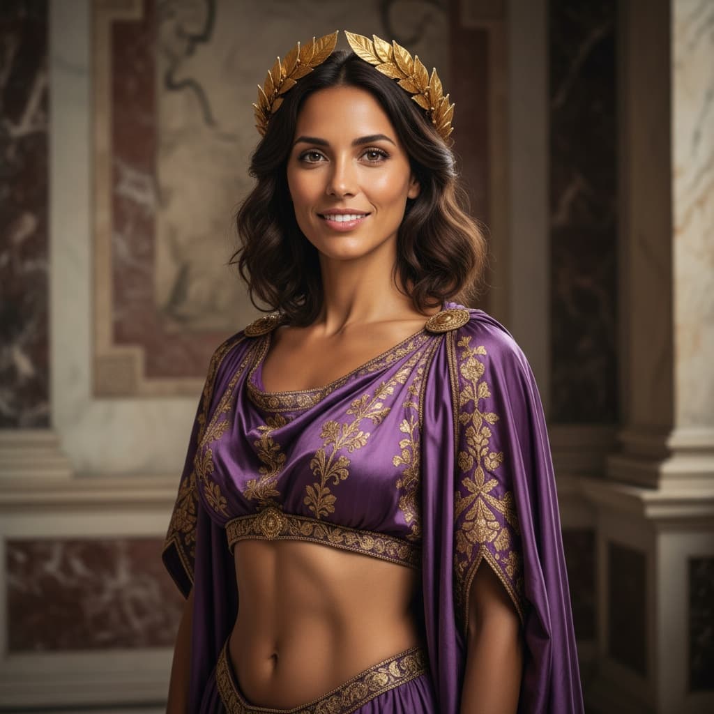 slim latino woman roman emperor laurel crown 23523955
