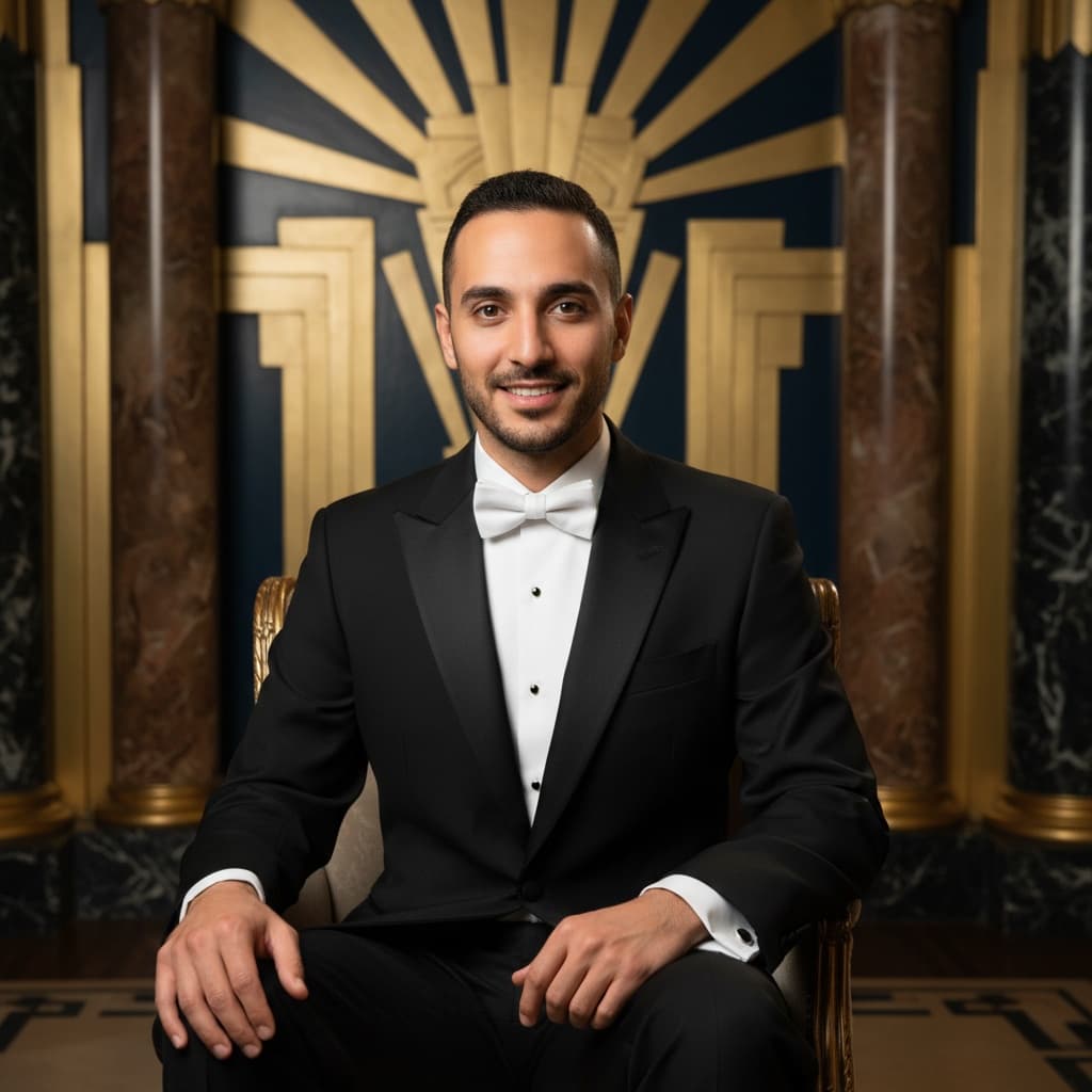 slim middle_eastern man art deco ballroom portrait 59212076