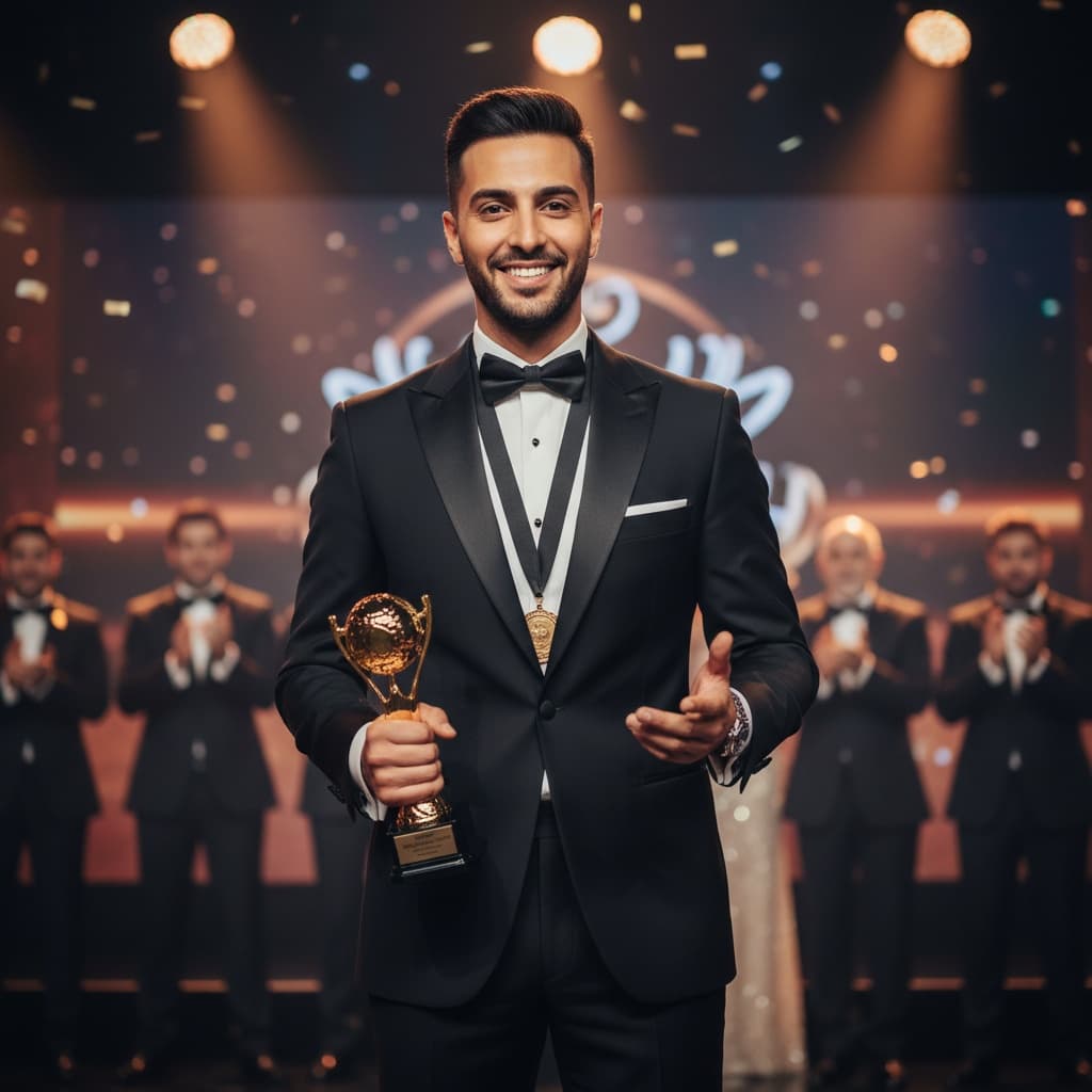 slim middle_eastern man awards presentation moment 39255274