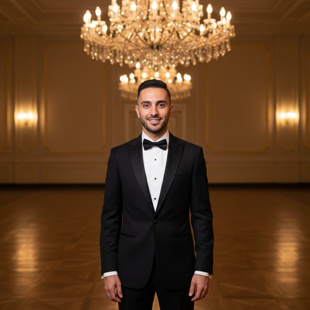 slim middle_eastern man ballroom dancing moment 70760675