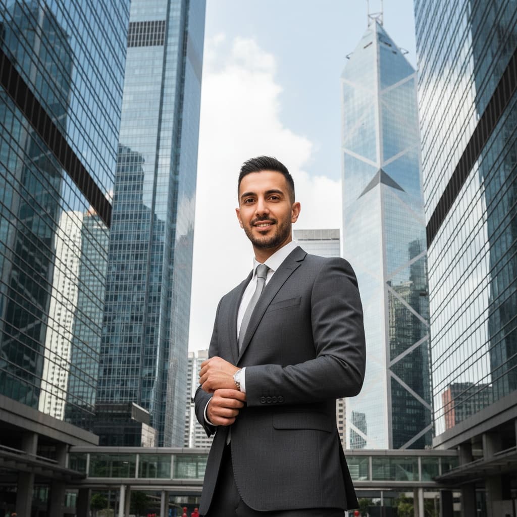 slim middle_eastern man central financial district 51127793