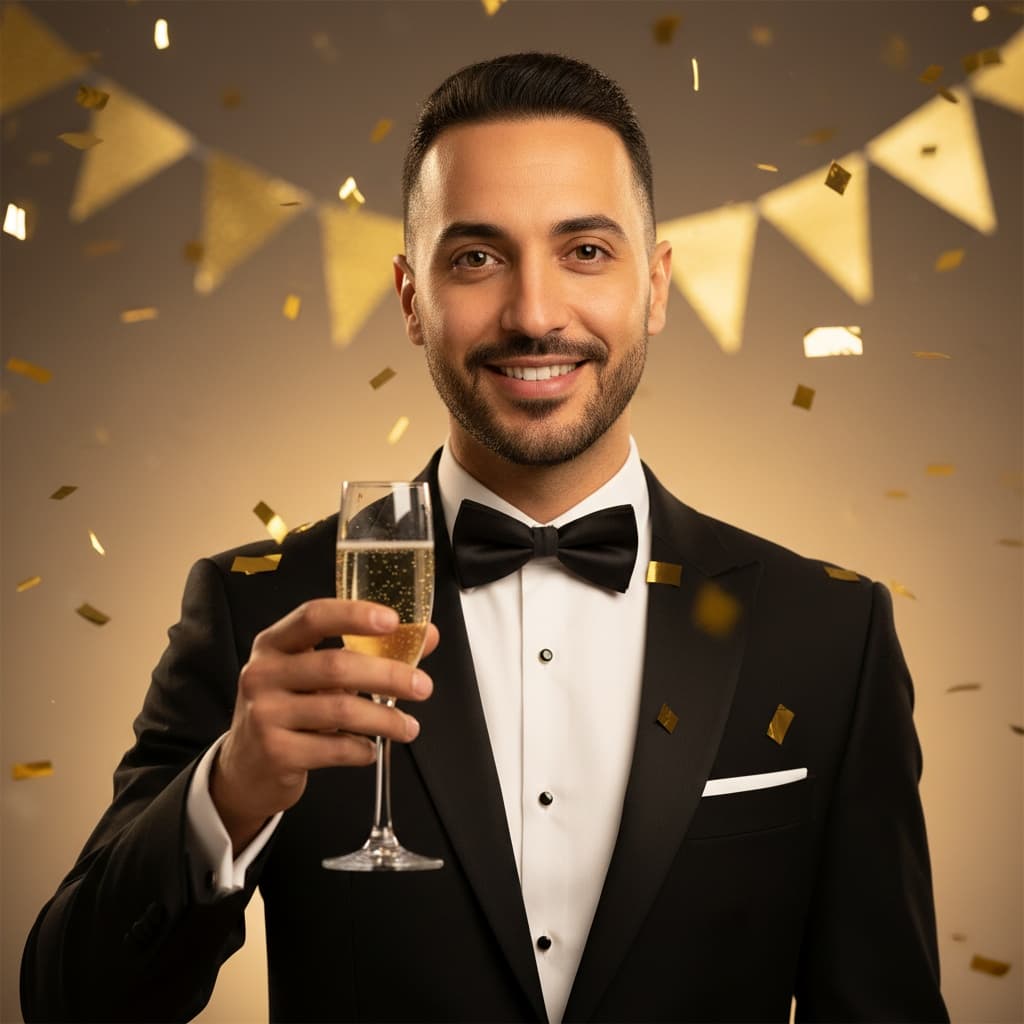 slim middle_eastern man champagne toast celebration 59828572