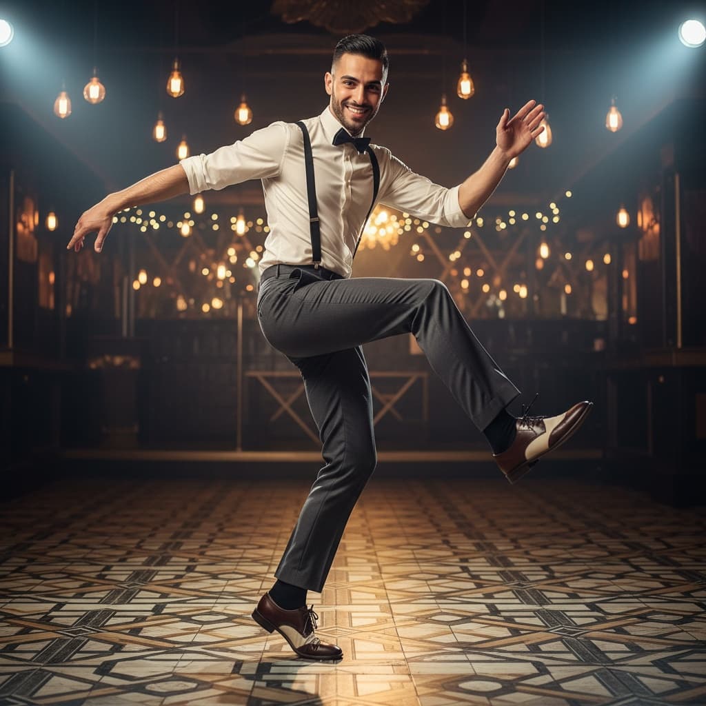 slim middle_eastern man charleston dance pose 18832691