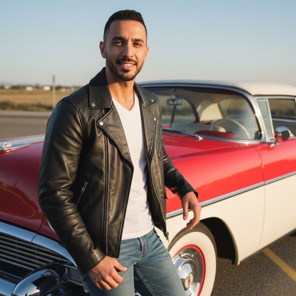 slim middle_eastern man convertible car portrait 11740873