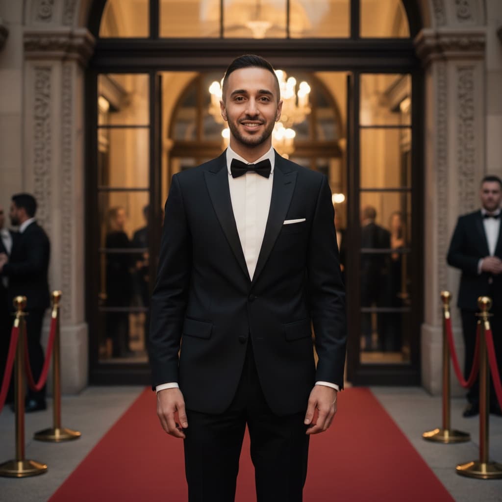slim middle_eastern man elegant gala entrance 17509608