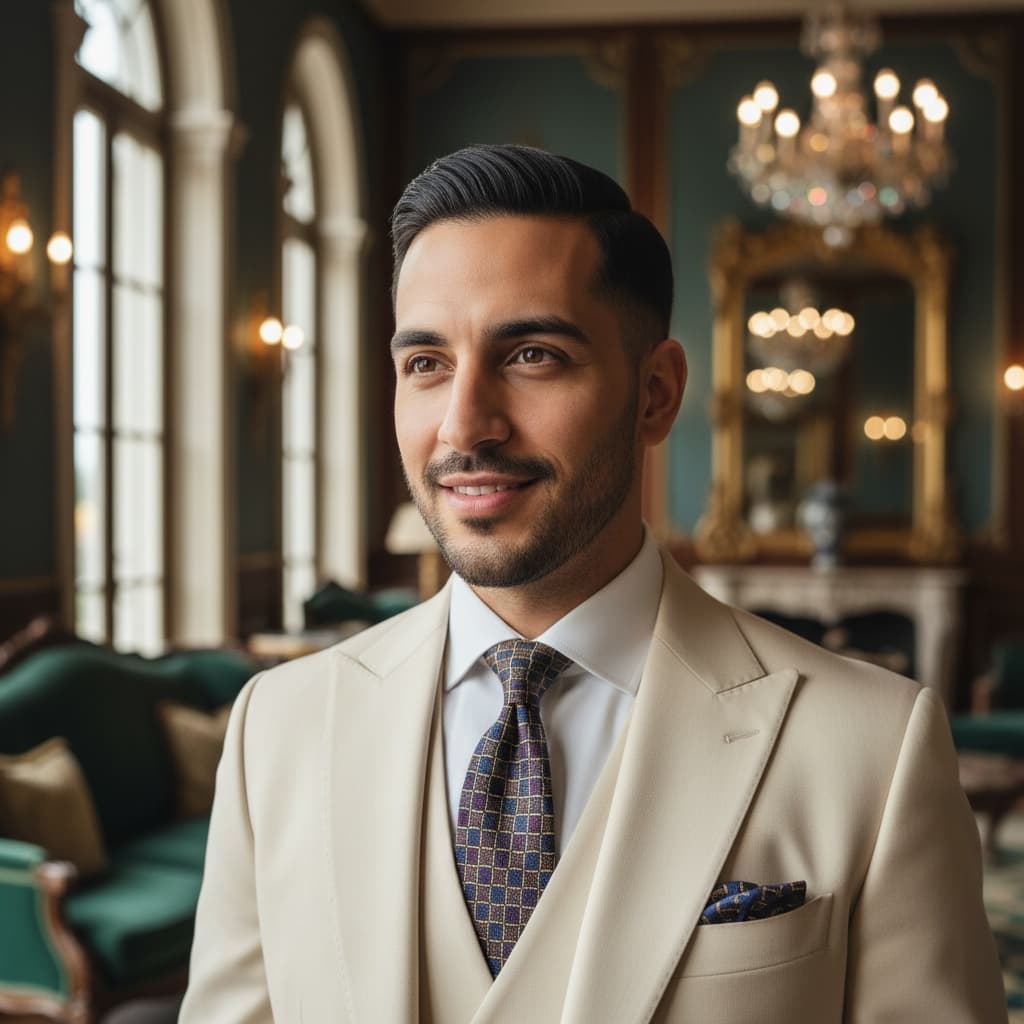 slim middle_eastern man gatsby mansion closeup 12075529