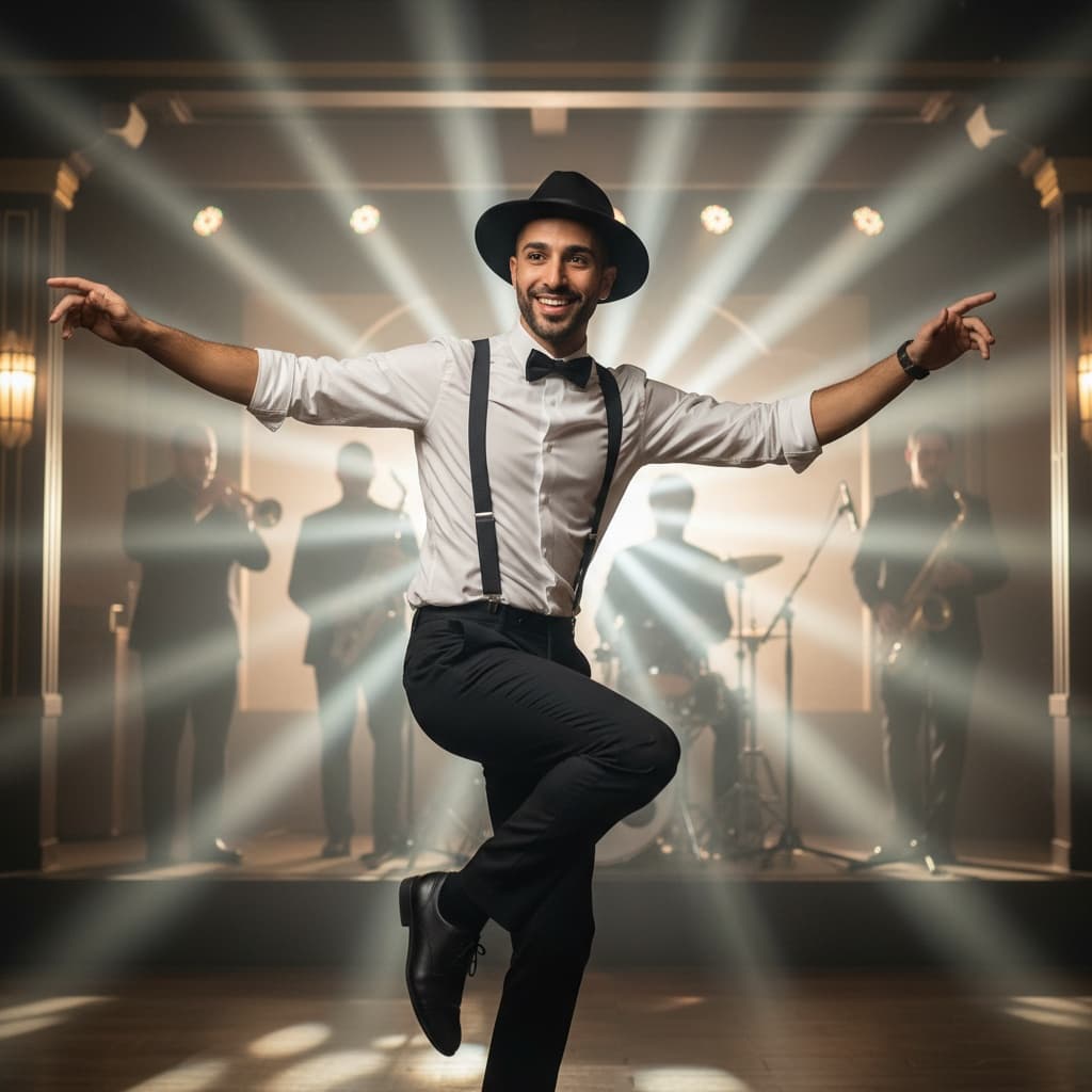slim middle_eastern man jazz club dancing action 37424088