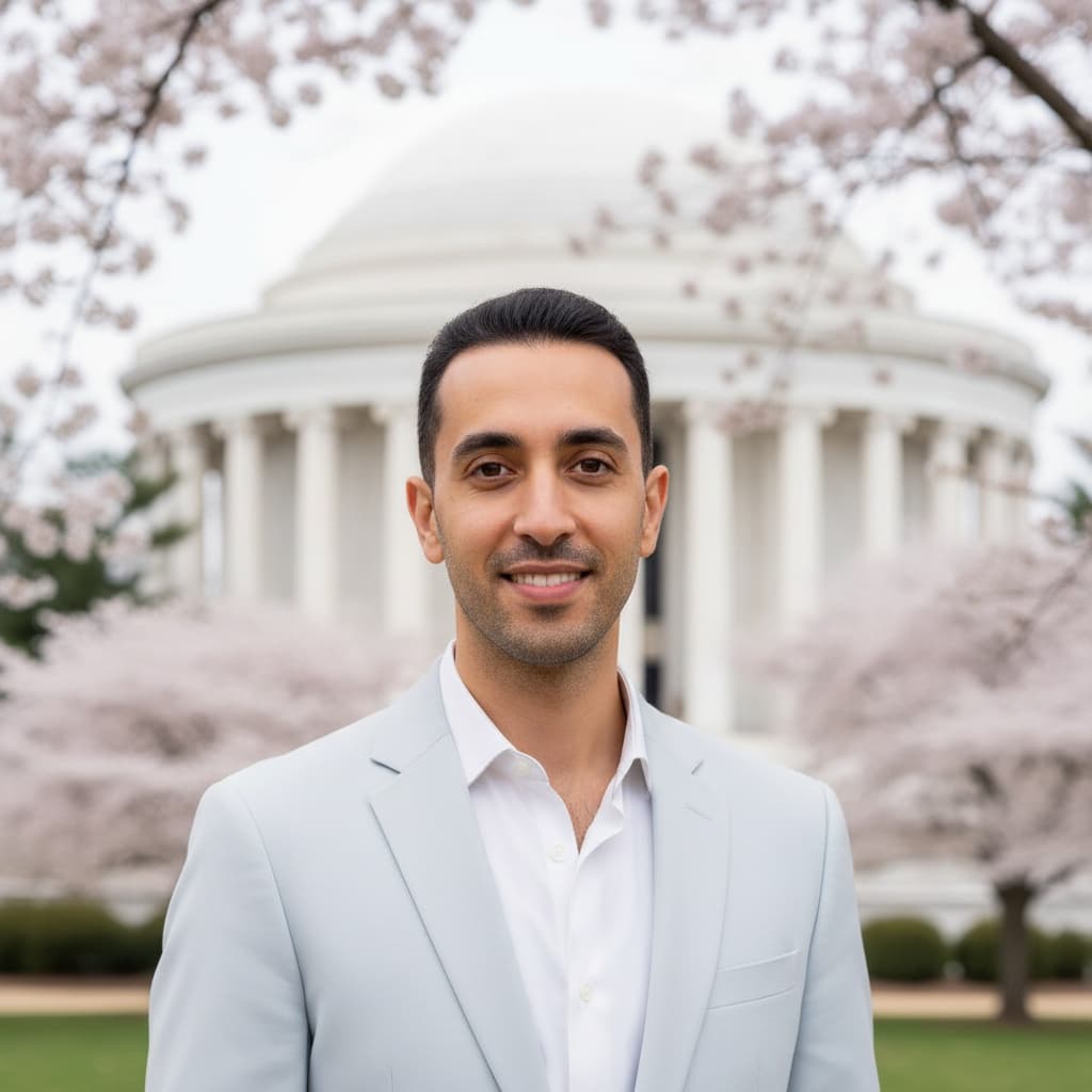 slim middle_eastern man jefferson memorial portrait 93295170