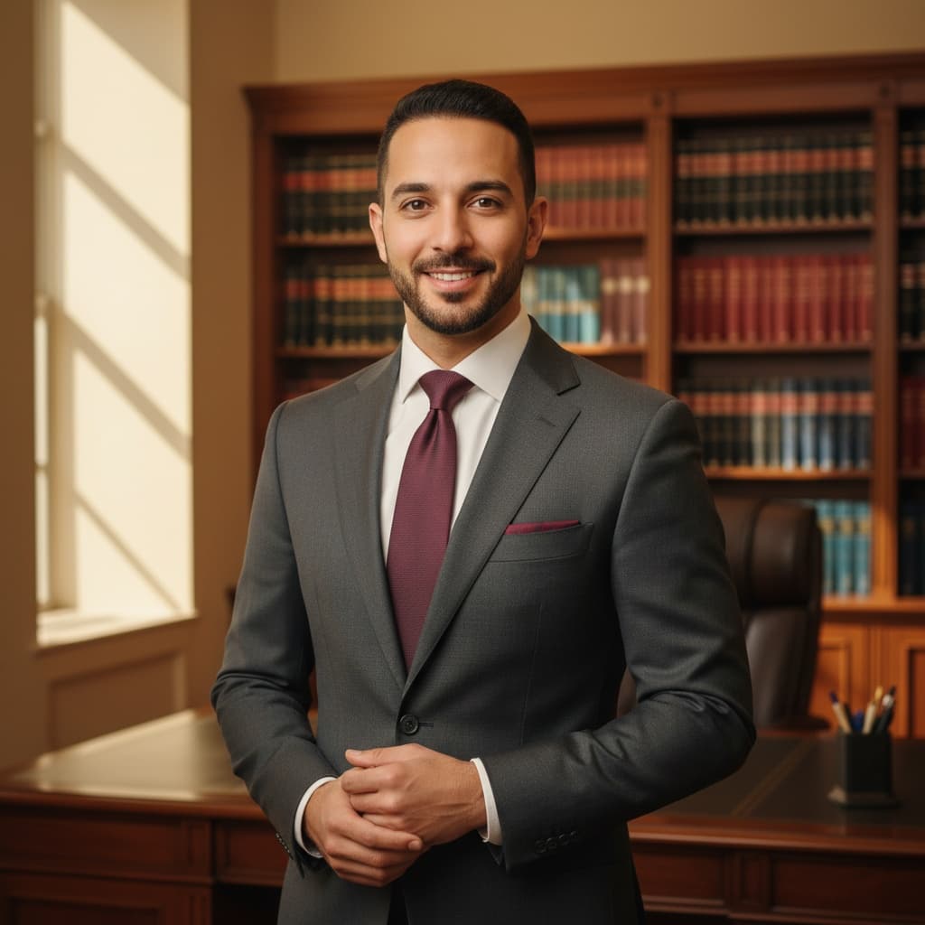 slim middle_eastern man mahogany office prestige 90449607