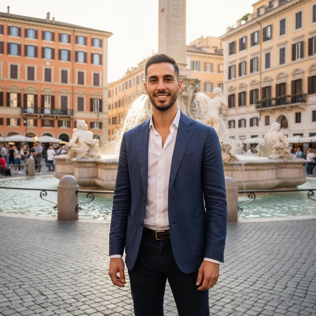 slim middle_eastern man piazza navona fountain 53190118
