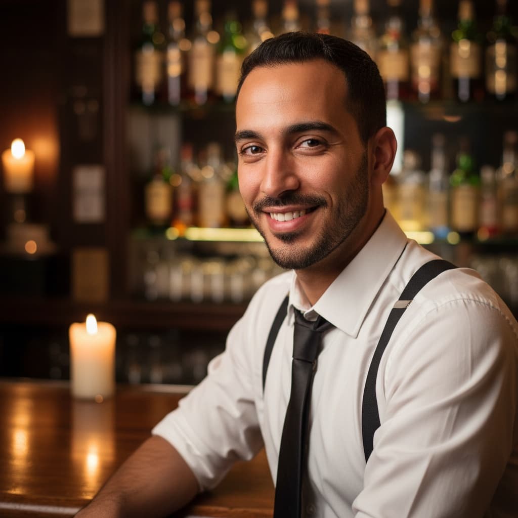 slim middle_eastern man prohibition bar closeup 54852936