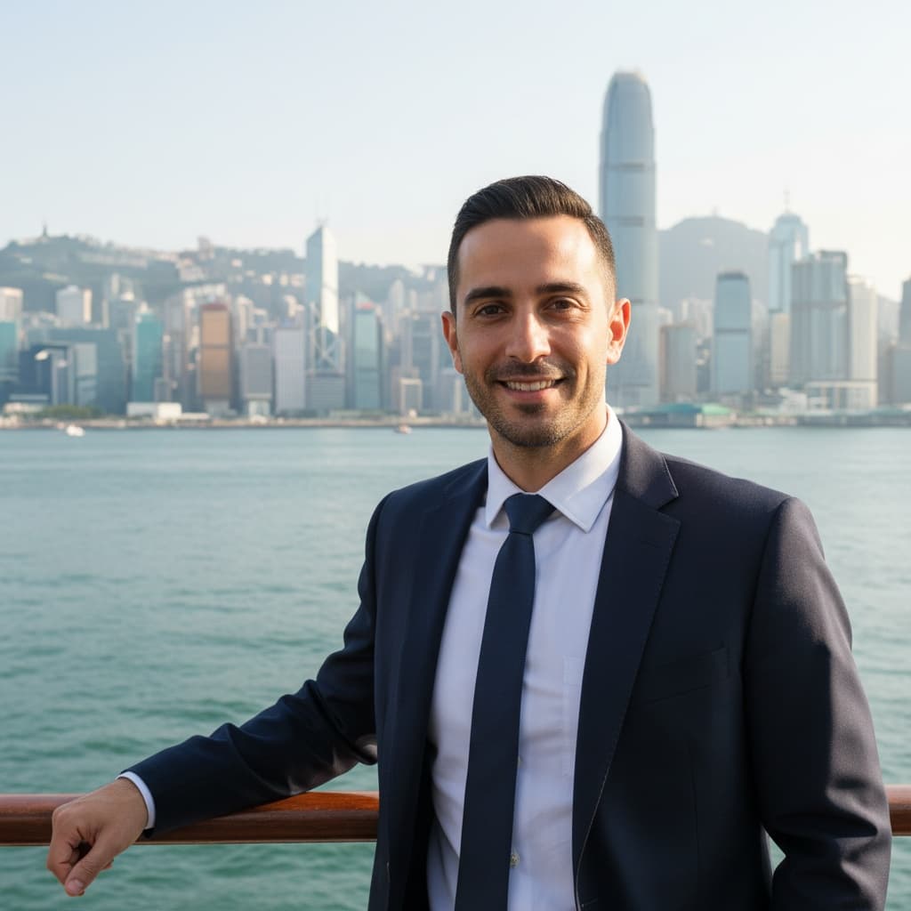 slim middle_eastern man star ferry harbour portrait 38347816