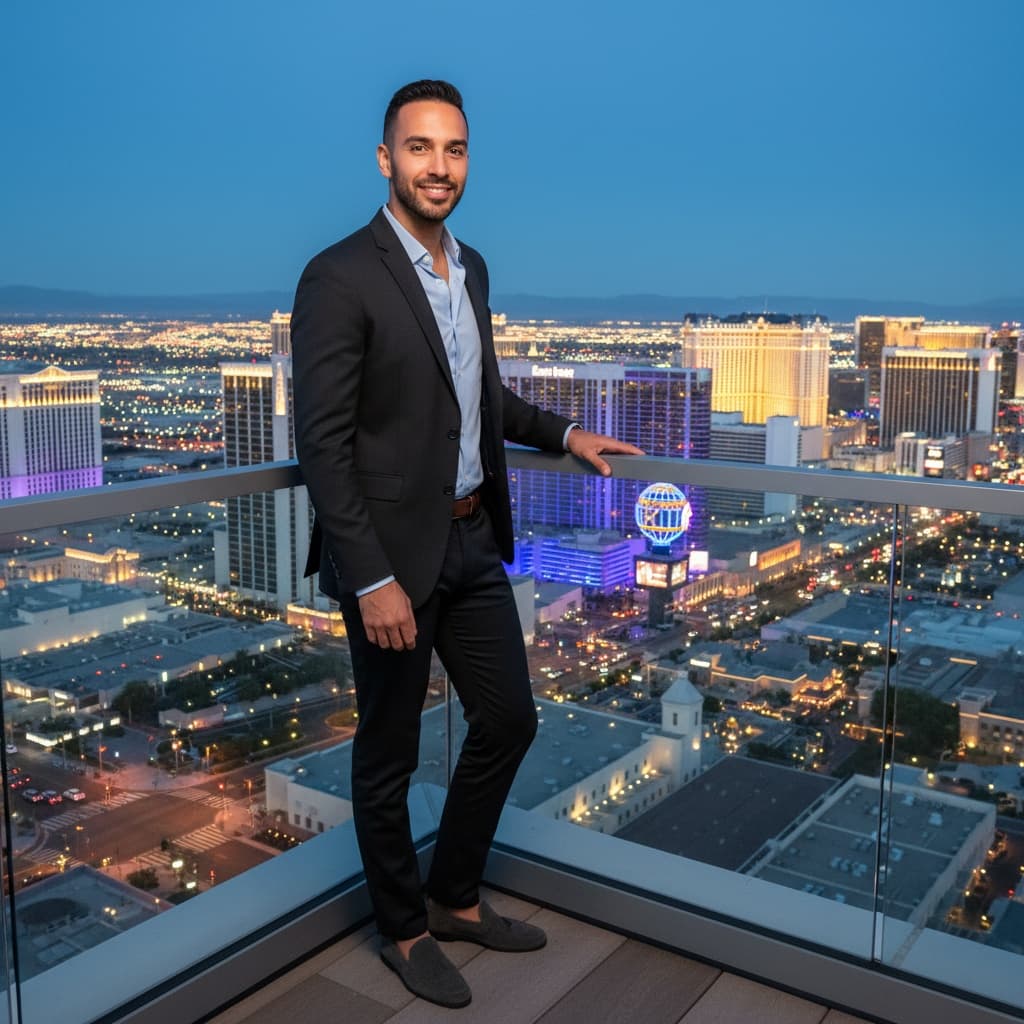 slim middle_eastern man strip rooftop skyline 55487152