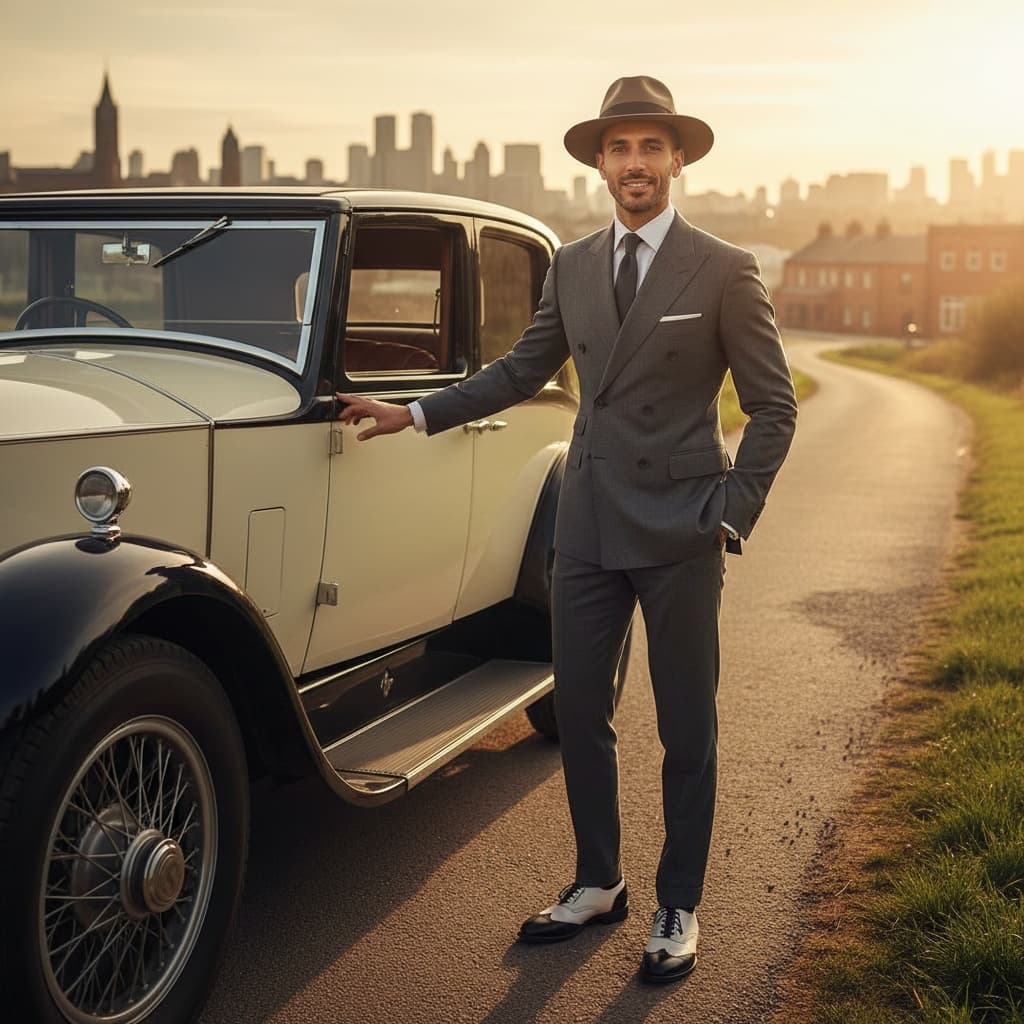 slim middle_eastern man vintage automobile outdoor 41585132