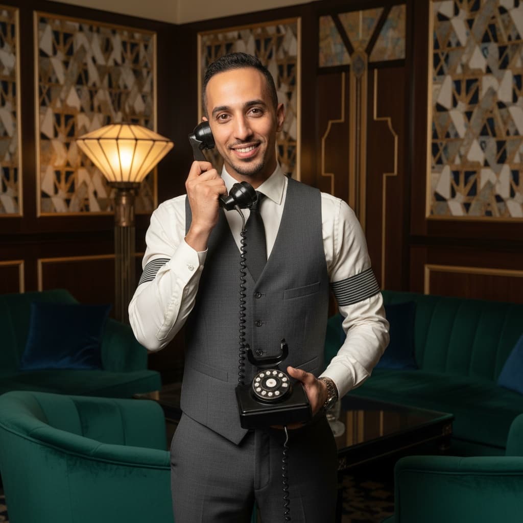 slim middle_eastern man vintage telephone pose 67072460