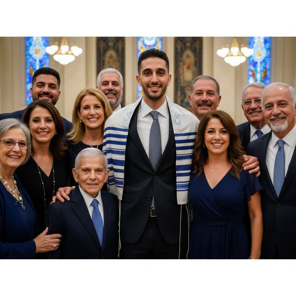 slim middle_eastern man with family celebration 83877840