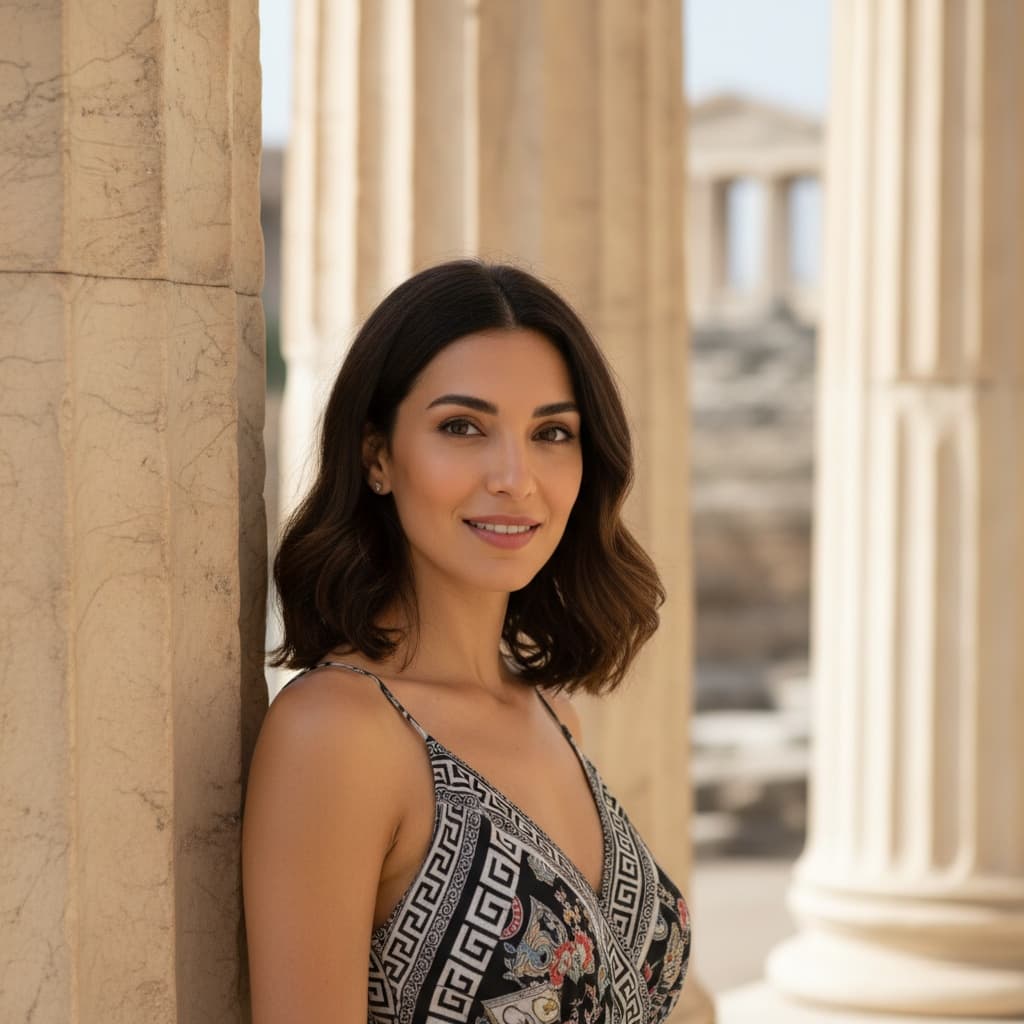 slim middle_eastern woman ancient ruins close up 63556340