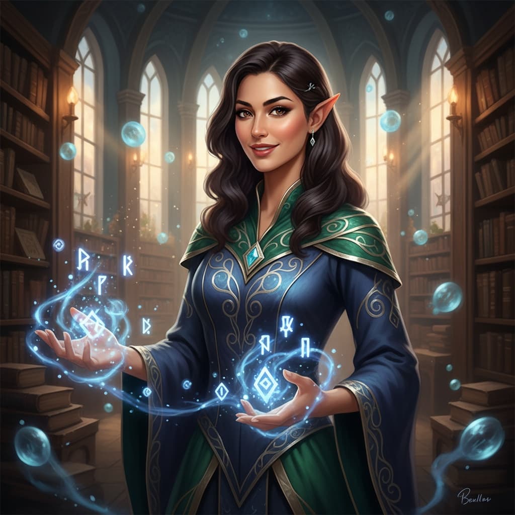 slim middle_eastern woman elven mage 14883441