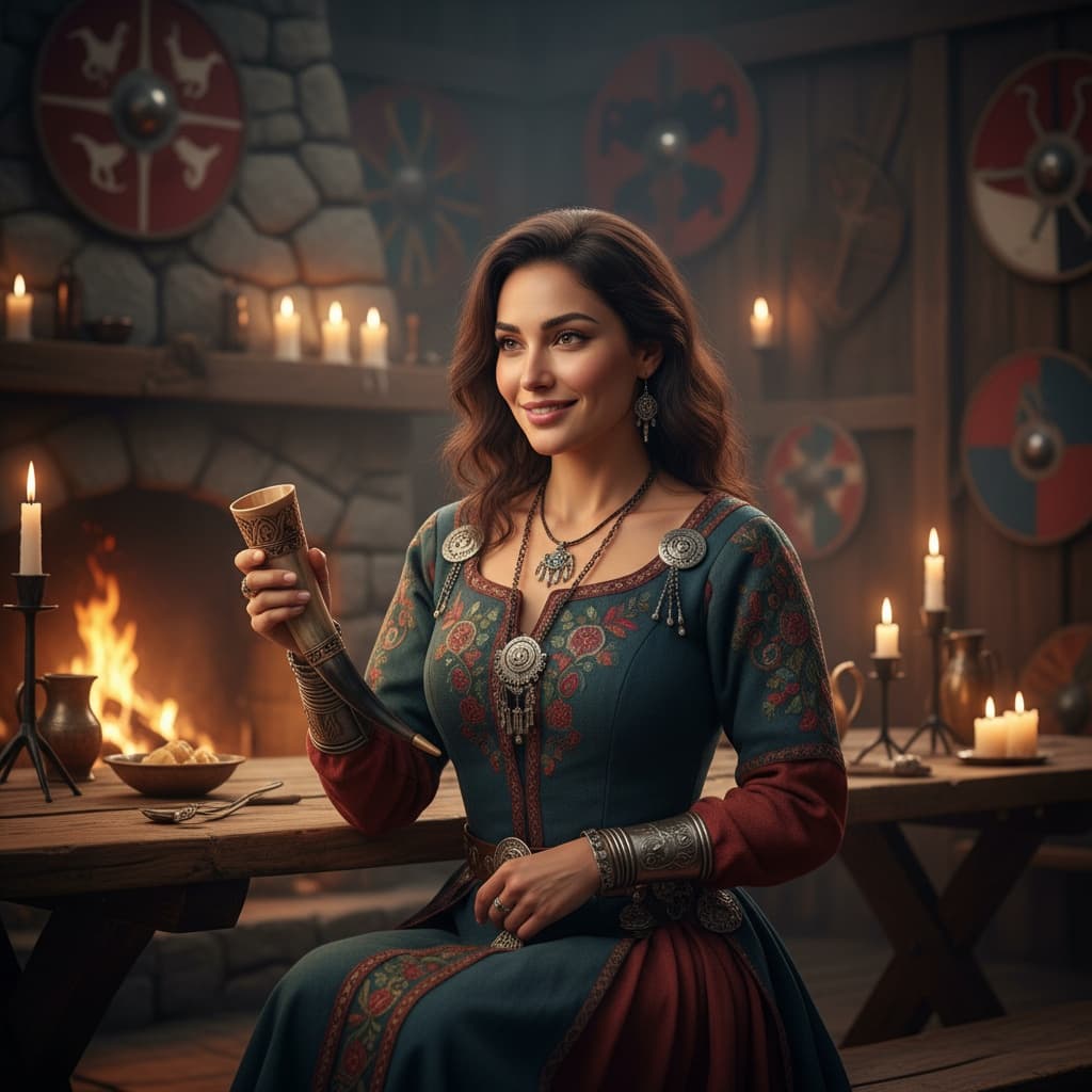 slim middle_eastern woman feast hall celebration 16668832