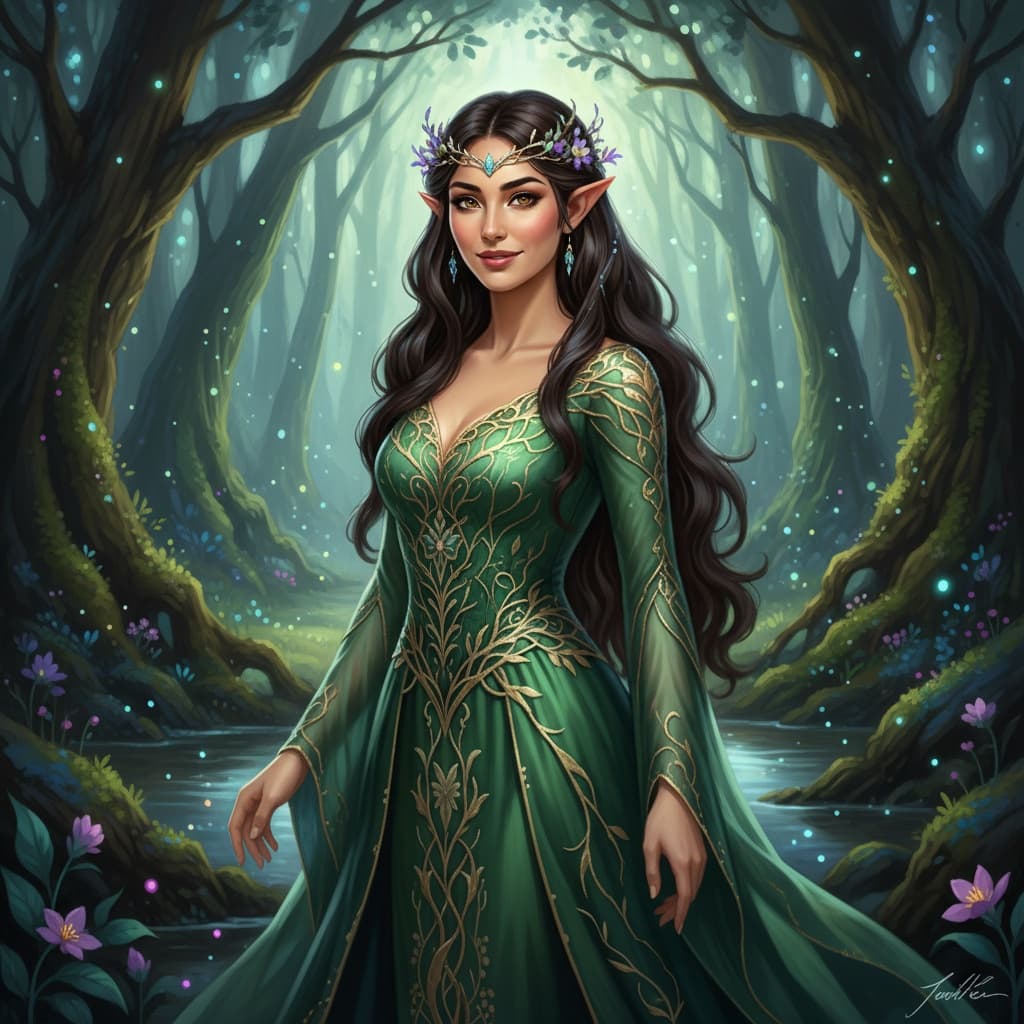 slim middle_eastern woman forest guardian portrait 74650075