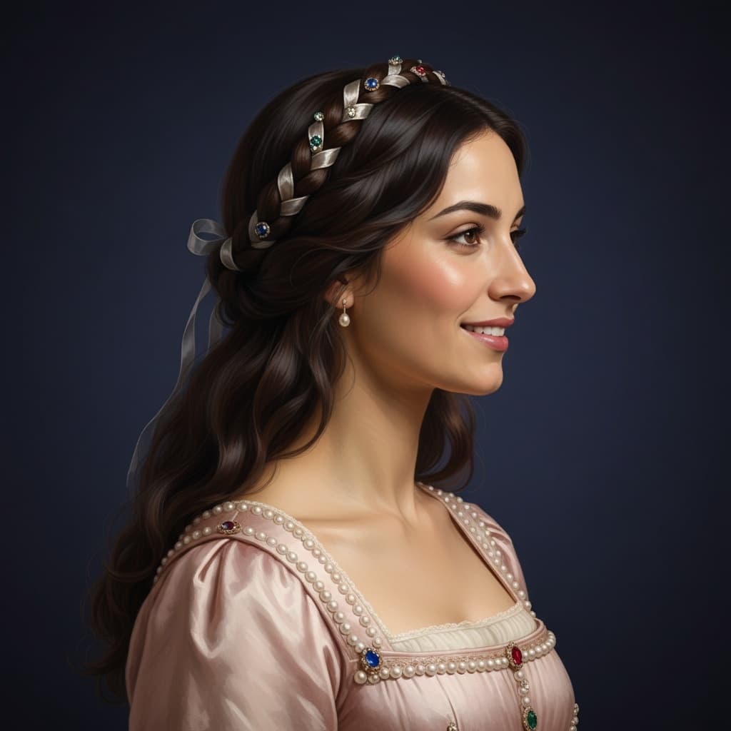 slim middle_eastern woman profile view medallion 15377063
