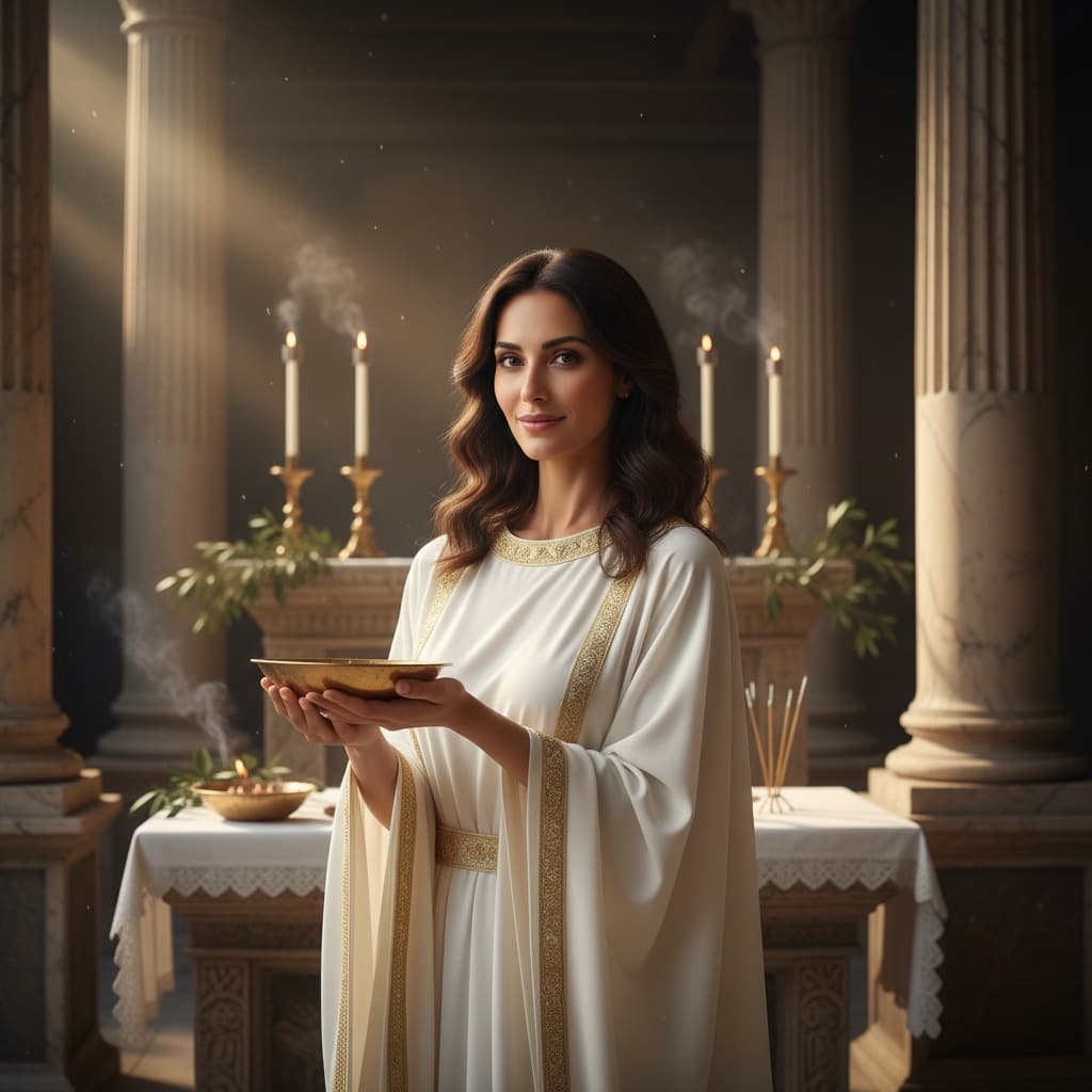 slim middle_eastern woman roman temple priest 57807431