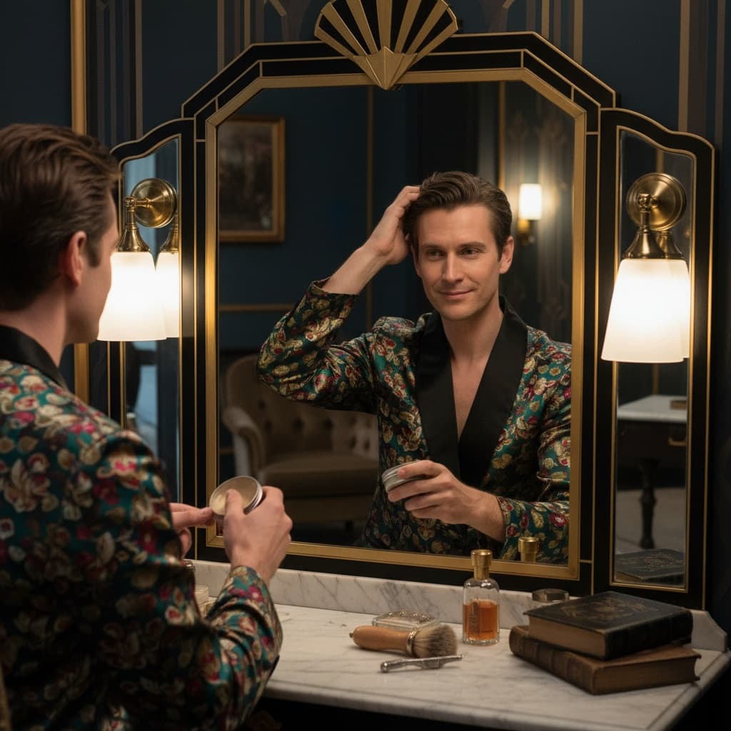 slim white man art deco mirror vanity 56778132