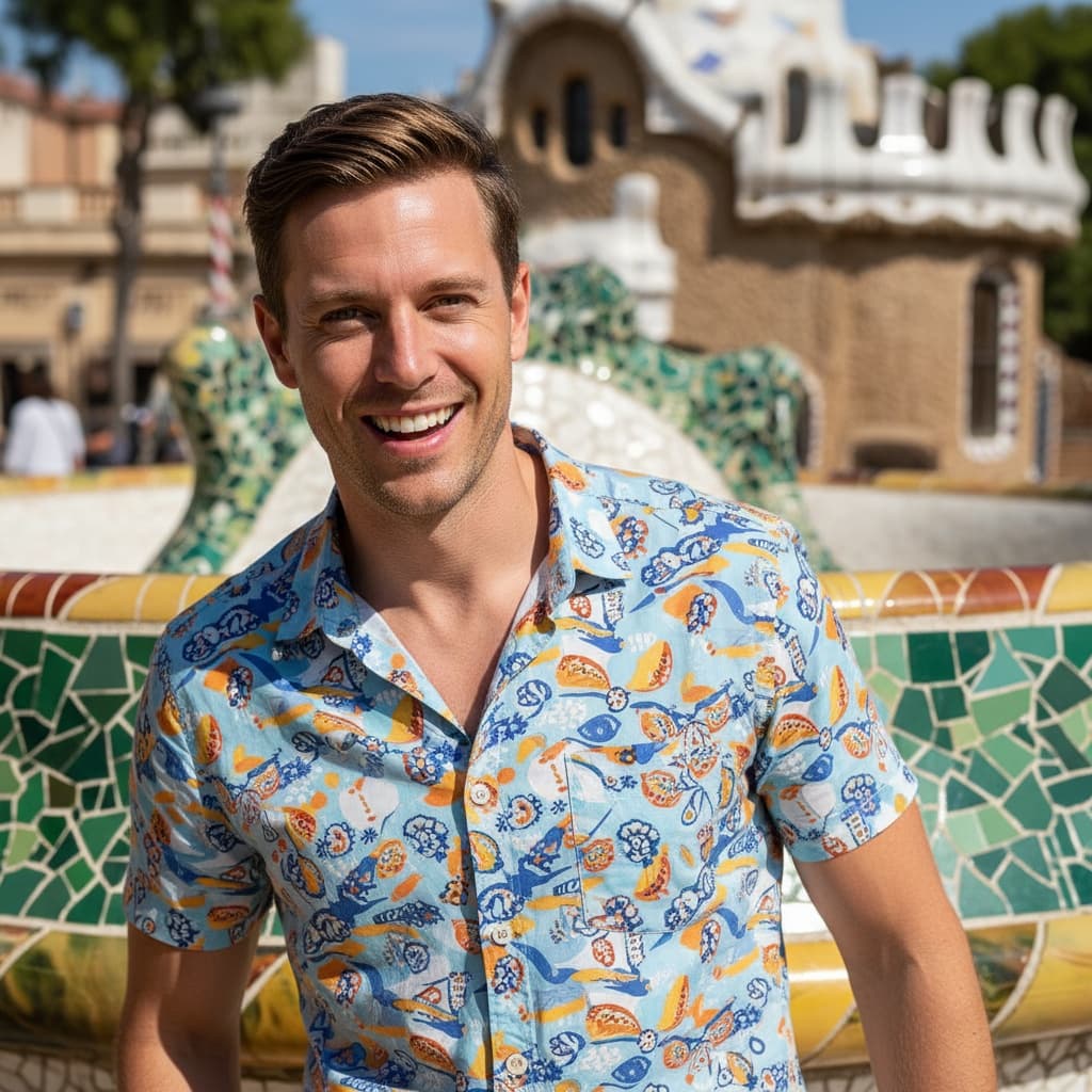 slim white man barcelona gaudi architecture 39004836