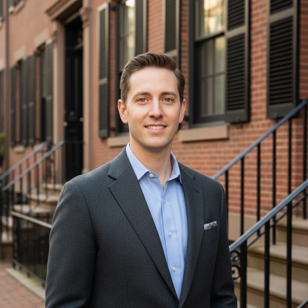 slim white man beacon hill brownstone portrait 31420402