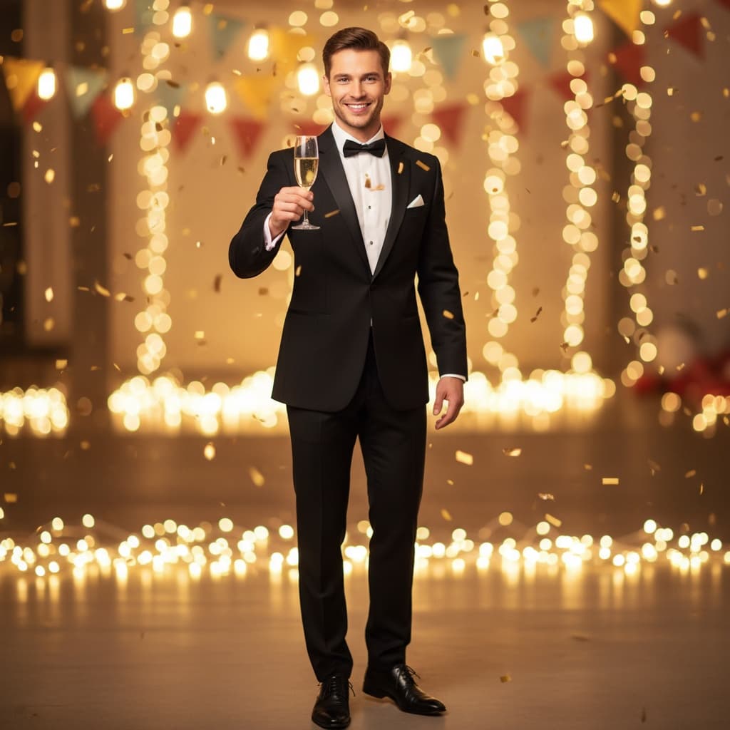 slim white man champagne toast celebration 68199149