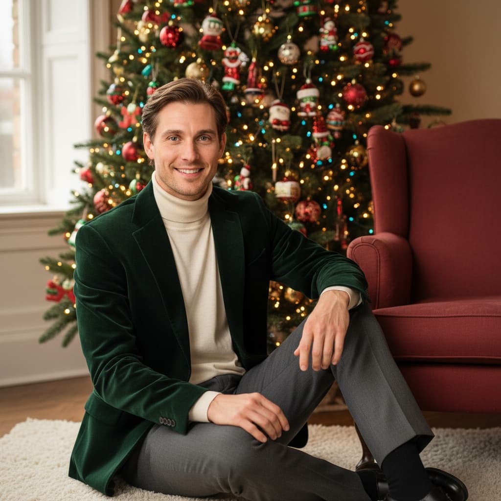 slim white man christmas tree portrait 20070608