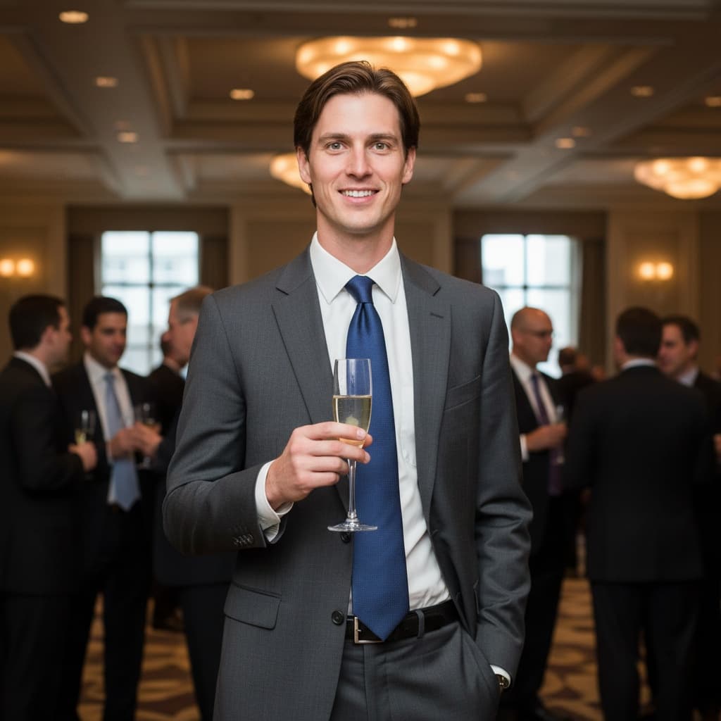slim white man cocktail hour standing 44203712