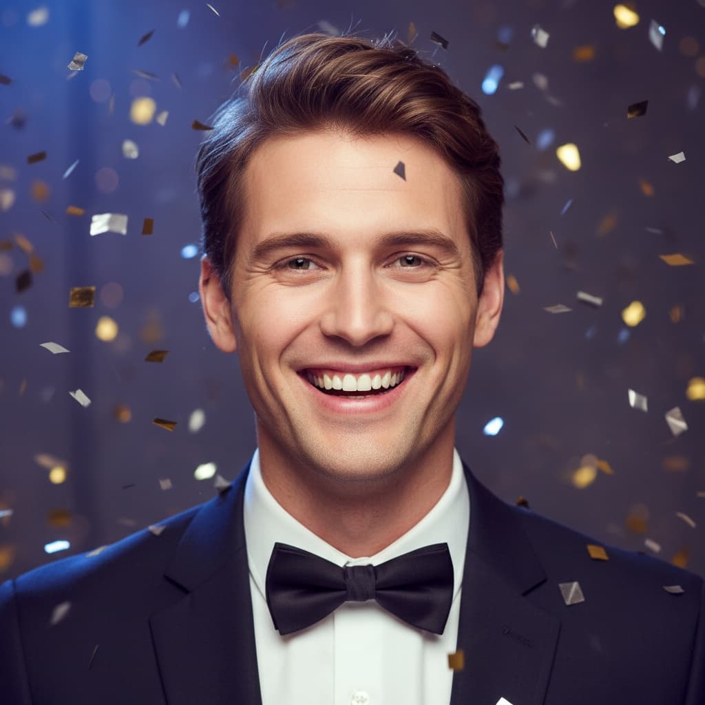 slim white man confetti moment close up 69210013