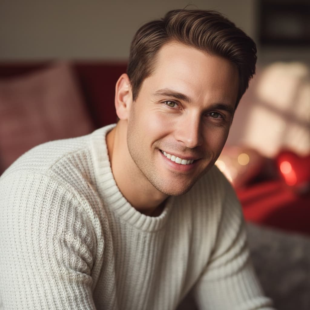 slim white man cozy sweater portrait 64478755