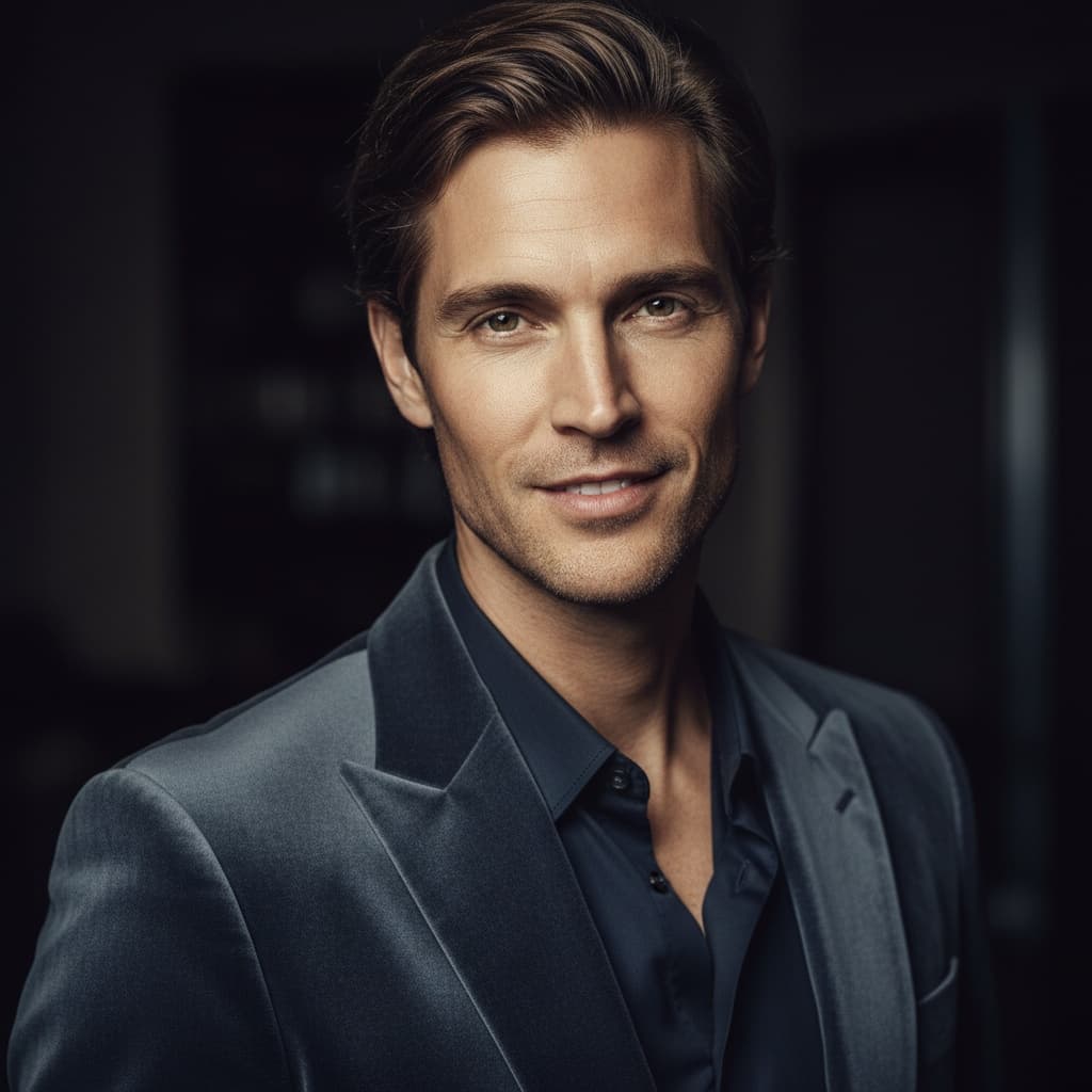 slim white man dramatic low key portrait 54651649