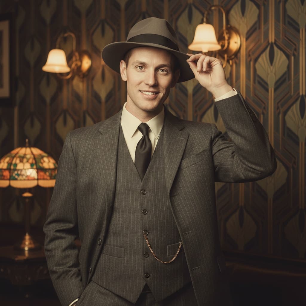 slim white man elegant speakeasy portrait 54745707