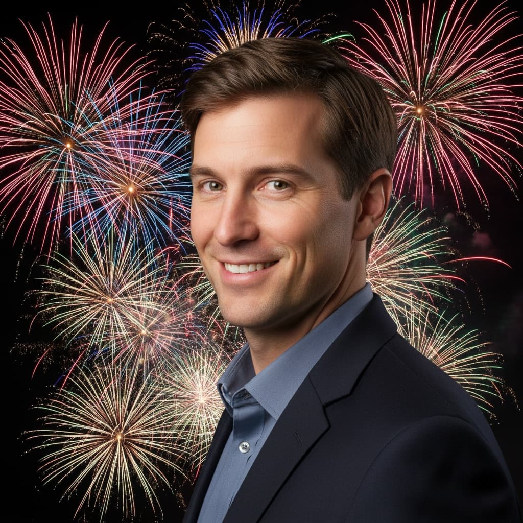 slim white man fireworks outdoor backdrop 34494786