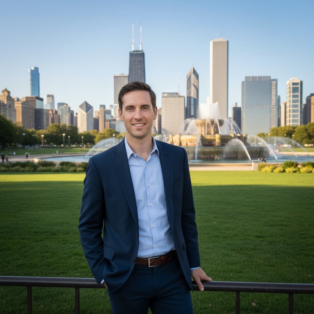slim white man grant park buckingham fountain 53712037