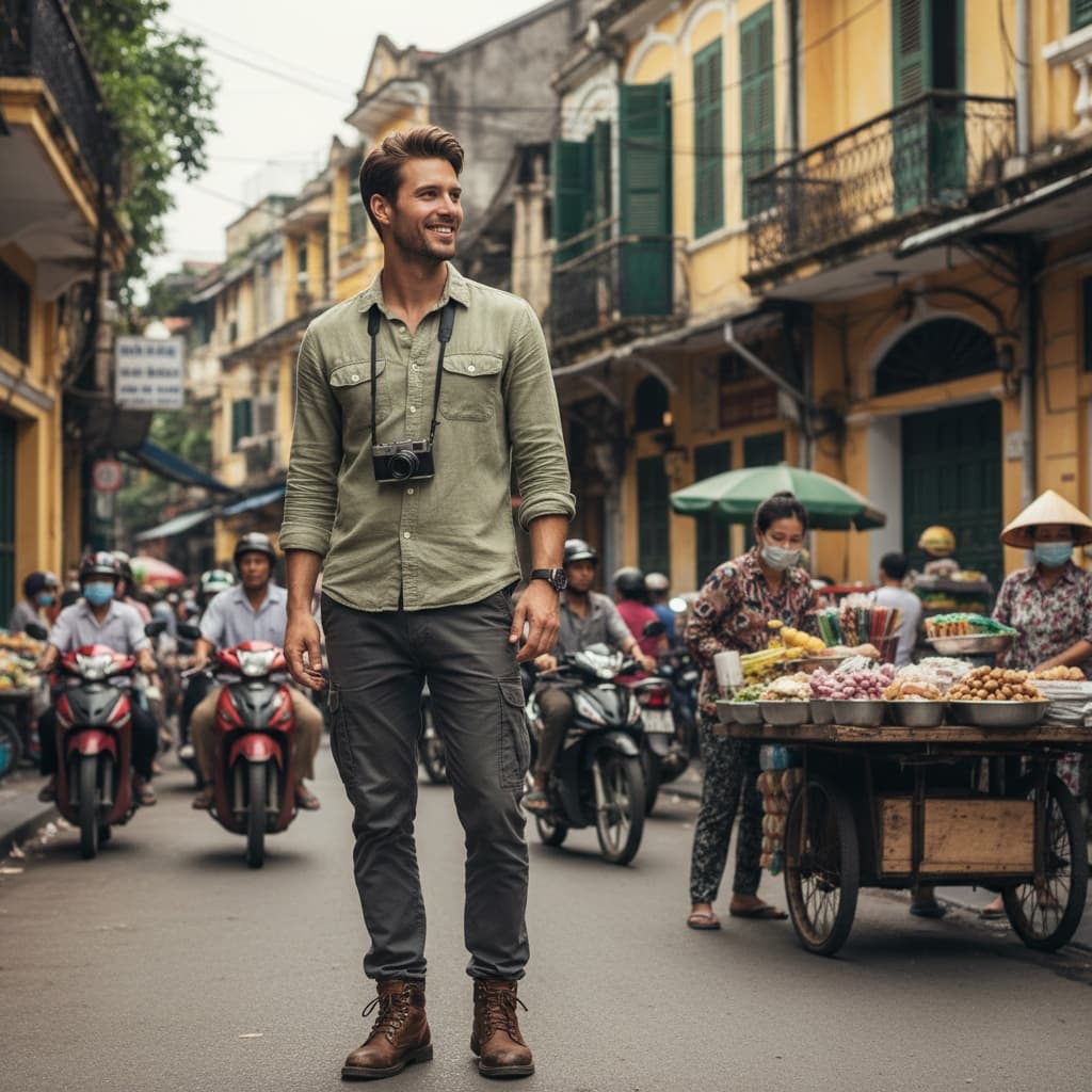slim white man hanoi old quarter street 86947075