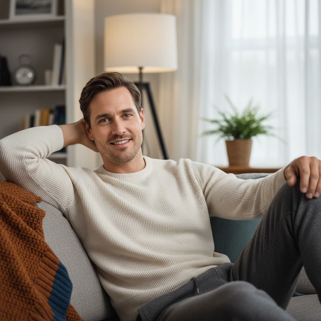 slim white man home cozy intimate 23894862