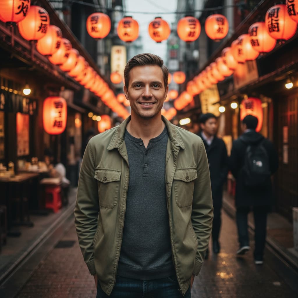 slim white man izakaya entrance lanterns 82213042