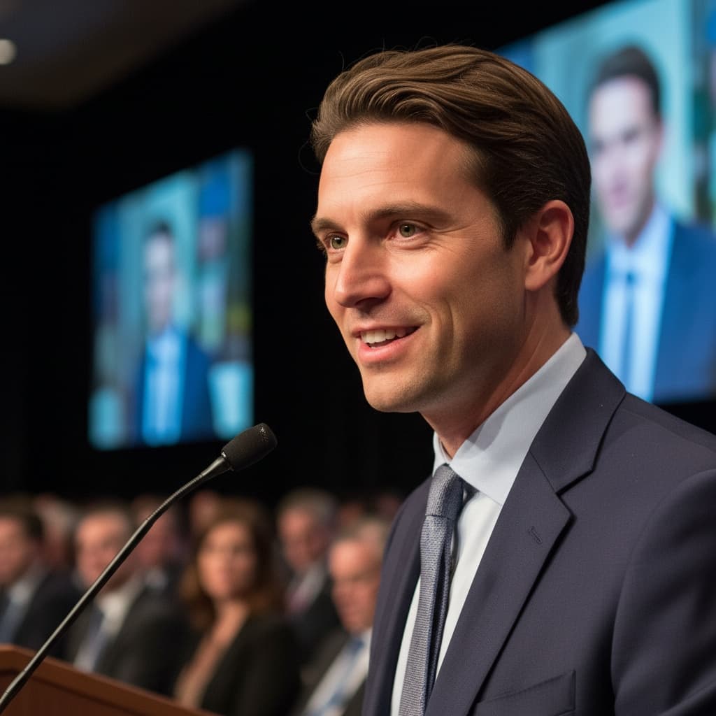 slim white man keynote speaker closeup 63798986