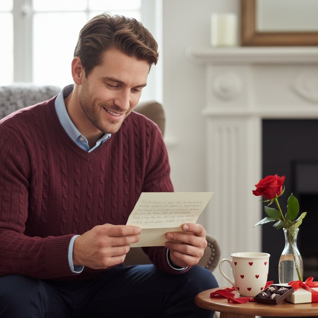 slim white man love letter reading 59730511
