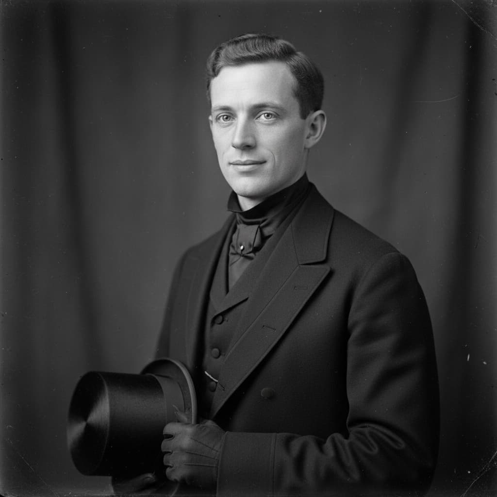 slim white man mourning memorial portrait 87185514