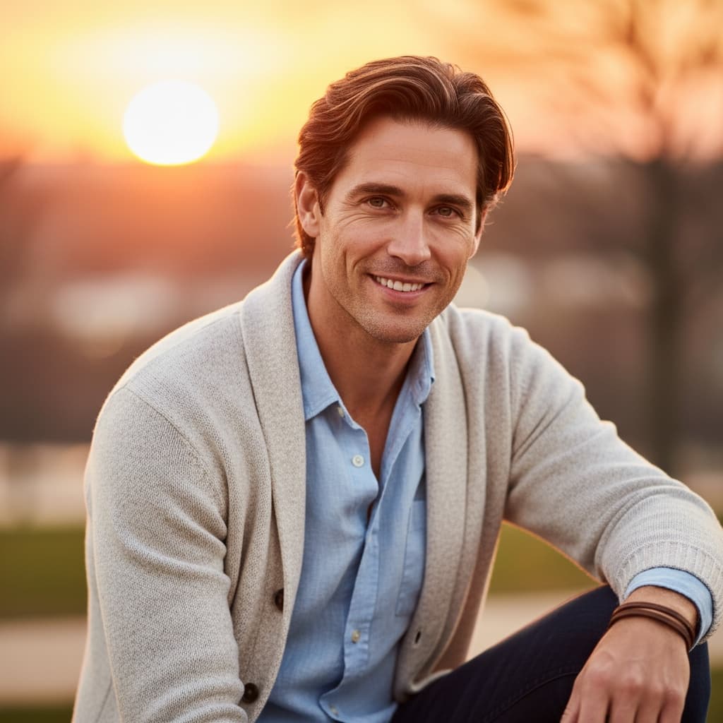 slim white man outdoor sunset romance 89391996