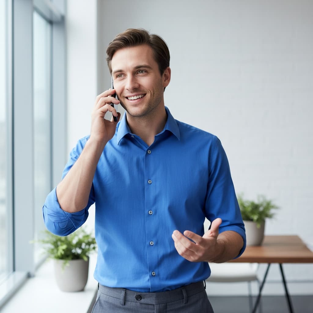 slim white man phone call business moment 63323376