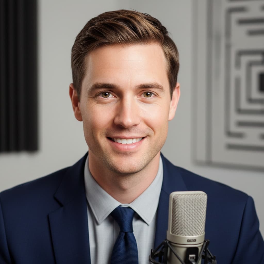 slim white man professional podcast portrait 18848364