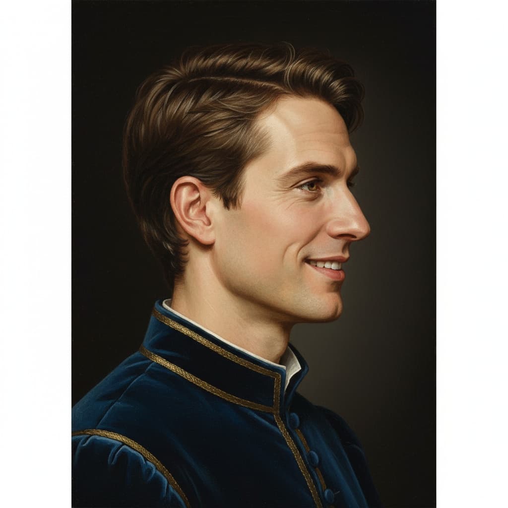 slim white man profile view medallion 37600386