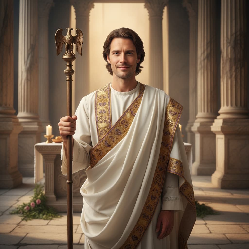 slim white man roman temple priest 34459406